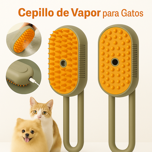 Cepillo Spray 2 en 1: Desenreda, Limpia y Relaja a tu Mascota